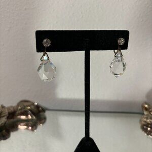 Vintage faceted glass dangle earrings crew backls